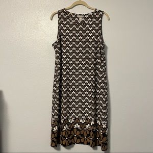 Brown and White Floral Patterned Dress